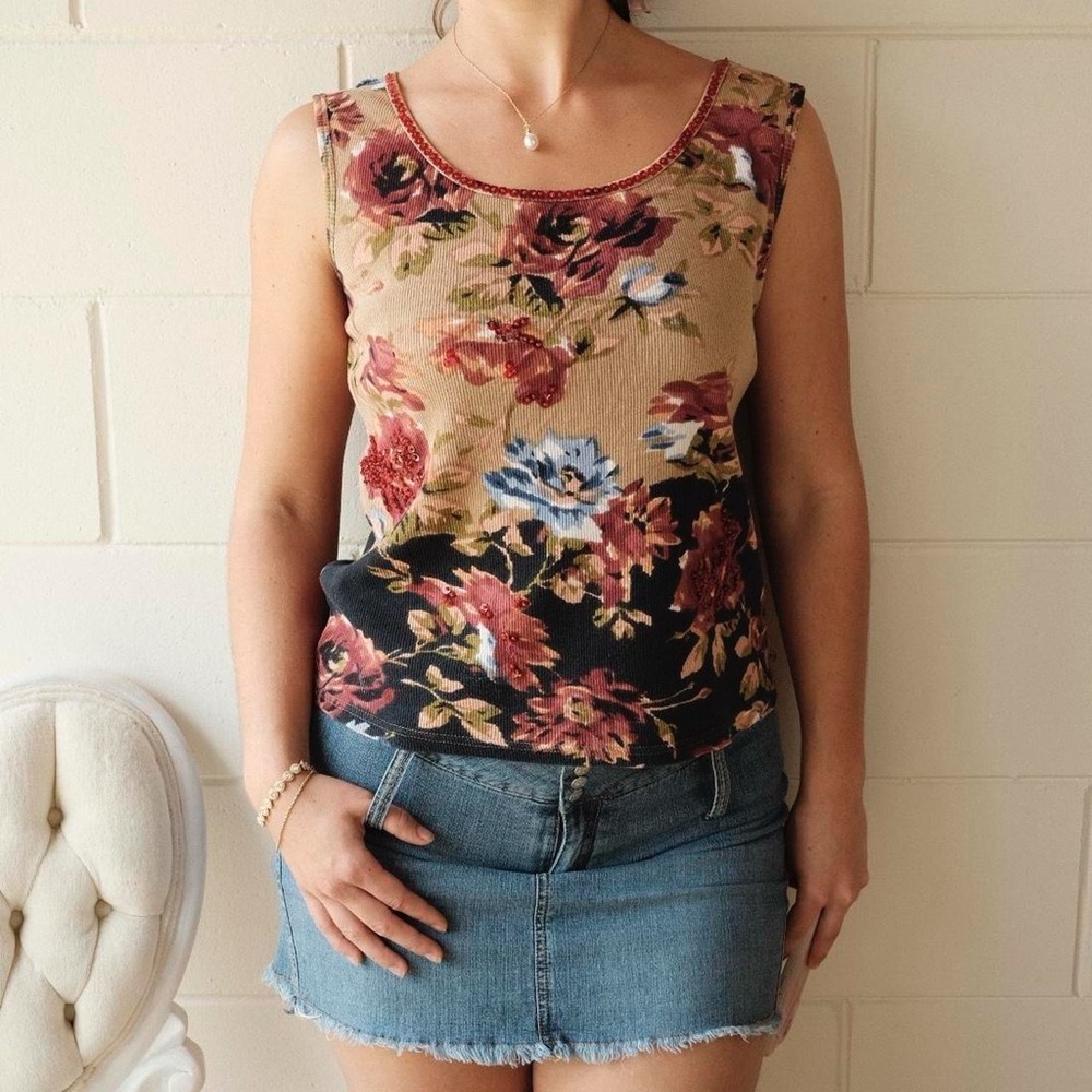 Floral Sleeveless Top - Multicolor